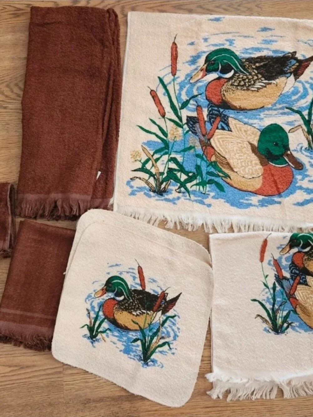 Vintage 80s Mallord Duck Cannon Towel Set